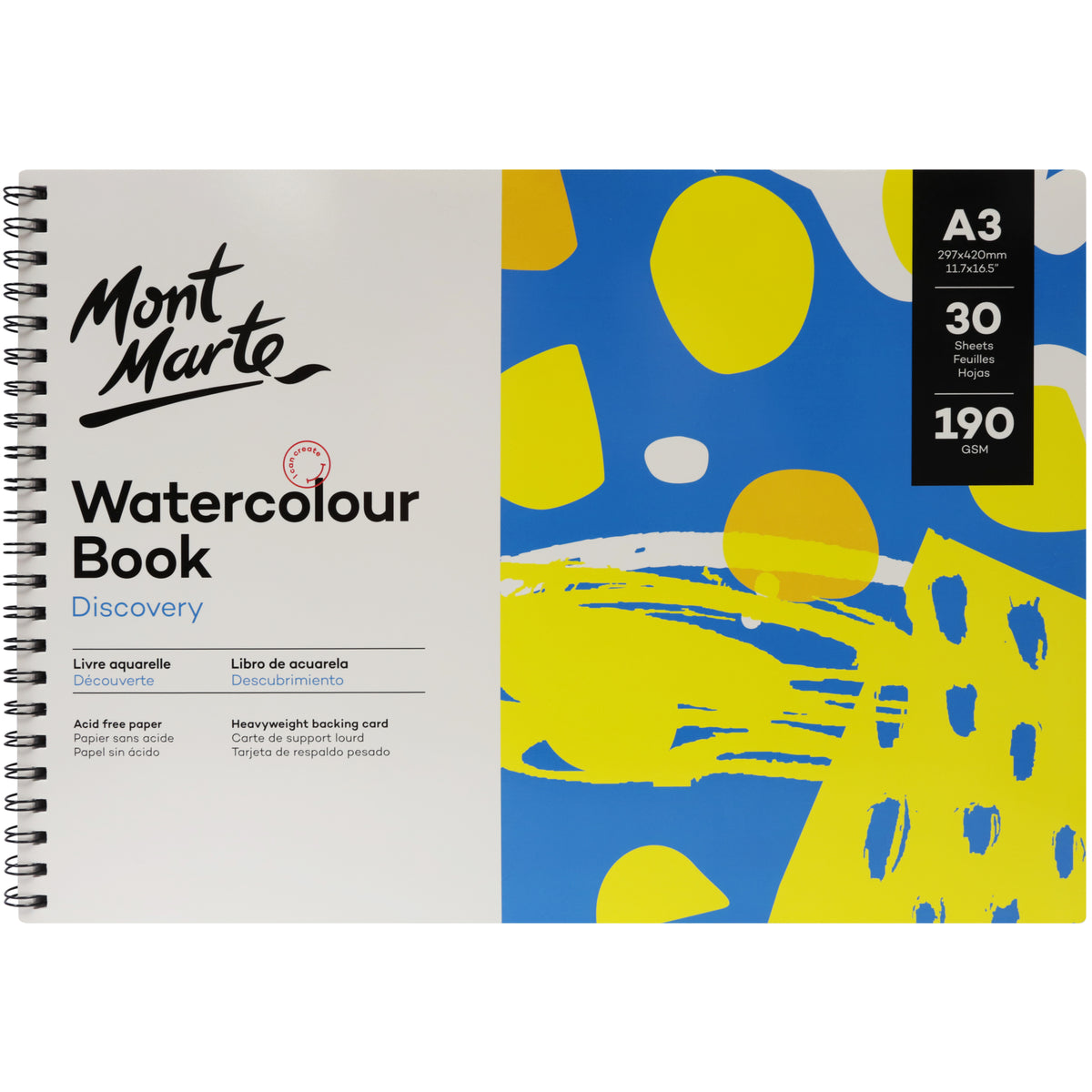 A3 Watercolour Discovery Book - 30 Sheets 190gsm - Mont Marte