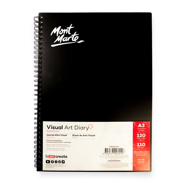 Visual Art Diary 110gsm A3 120 Page - Warm White - Mont Marte