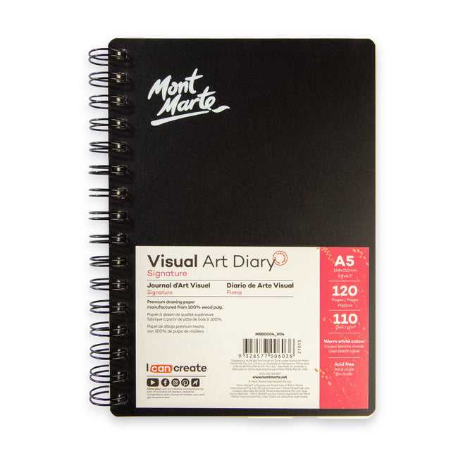 Visual Art Diary A5 120 Page 110gsm - Spiral Bound - Mont Marte