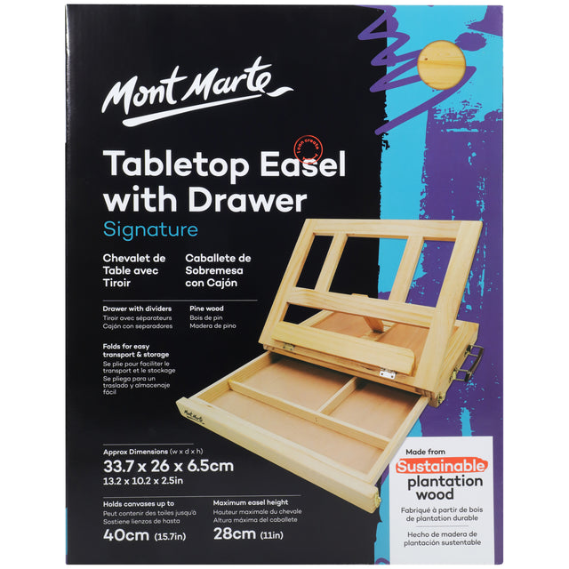 Table Easel with Drawer - Pine Wood - Mont Marte