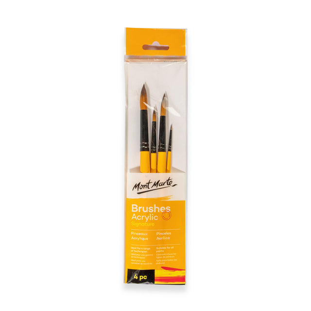 4 Piece Acrylic Paint Brush Set - Taklon - Mont Marte