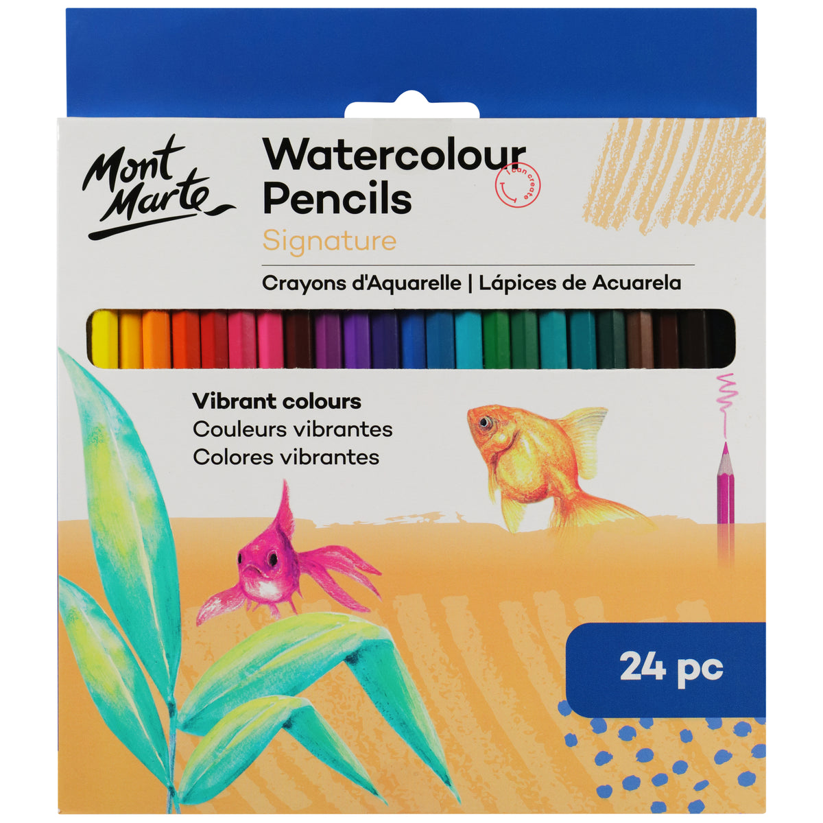24 Pack Watercolour Pencils - Assorted - Mont Marte