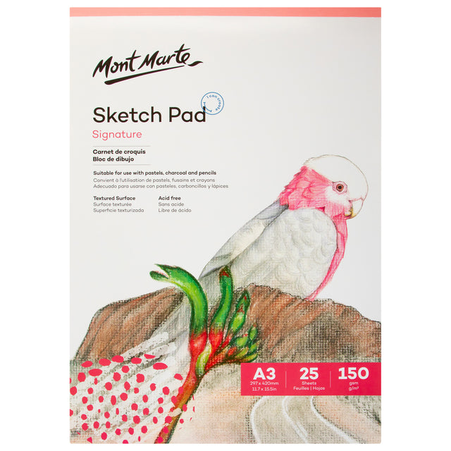 25 Sheet Sketch Pad 150gsm A3 - White - Mont Marte