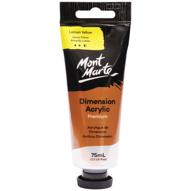 75ml Dimension Acrylic Premium Paint Tube - Lemon Yellow - Mont Marte