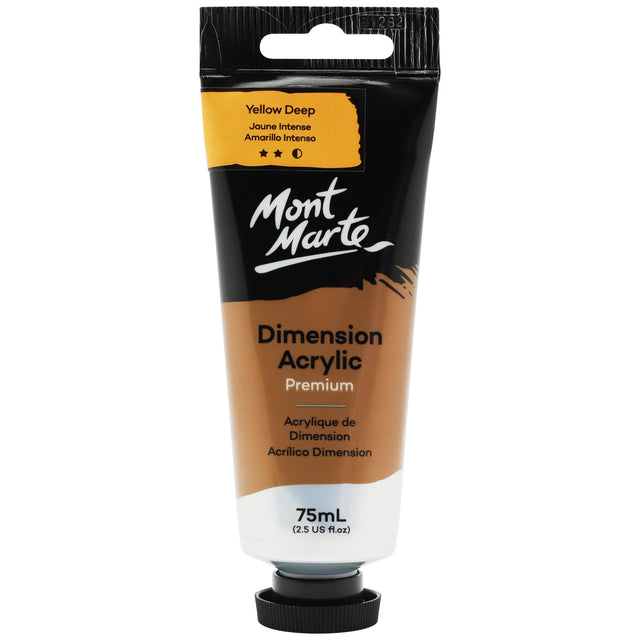 75ml Dimension Acrylic Premium Paint Tube - Yellow Deep - Mont Marte