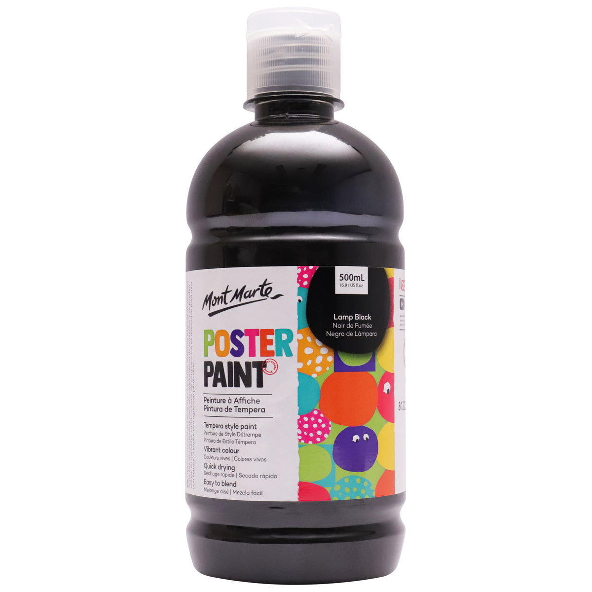 Poster Paint 500ml - Lamp Black - Mont Marte