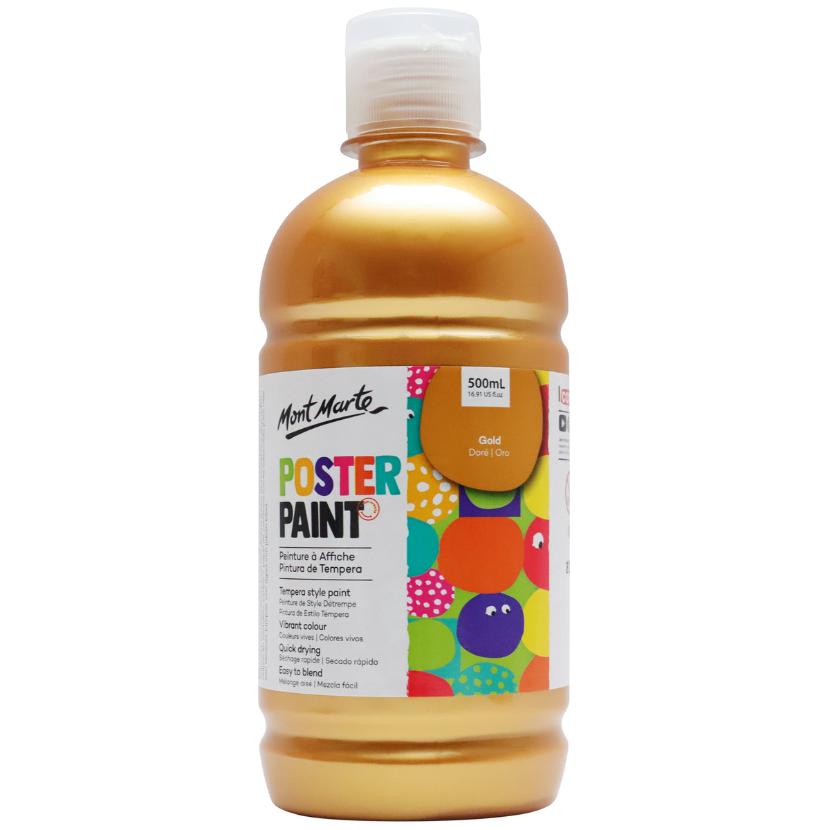 500ml Poster Paint - Gold - Mont Marte