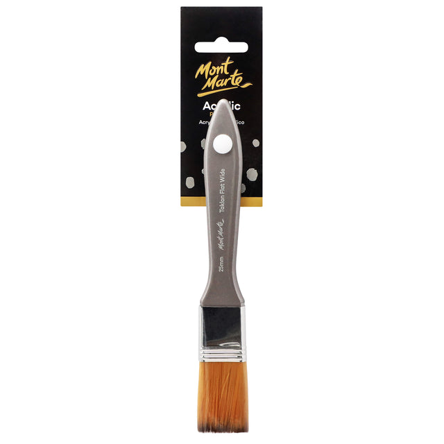 25mm Flat Wide Premium Taklon Artist Acrylic Brush - Mont Marte