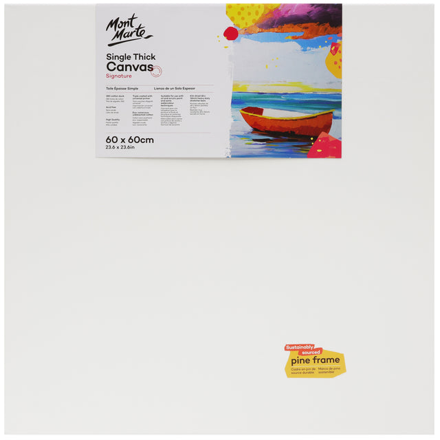 60 x 60cm Single Thick Stretched Canvas - Mont Marte