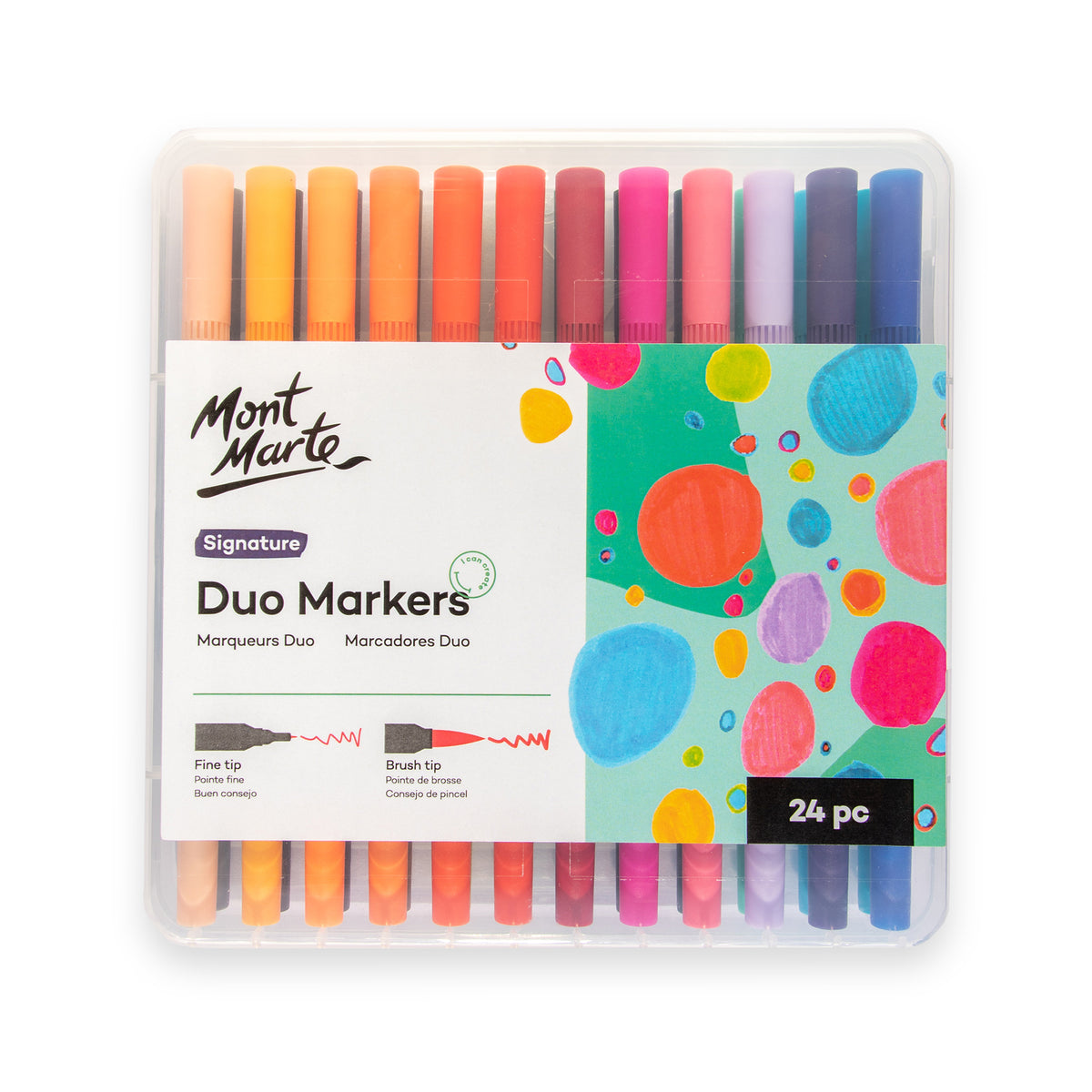 24 Piece Duo Marker Set with Fine and Brush Tips - Assorted - Mont Marte