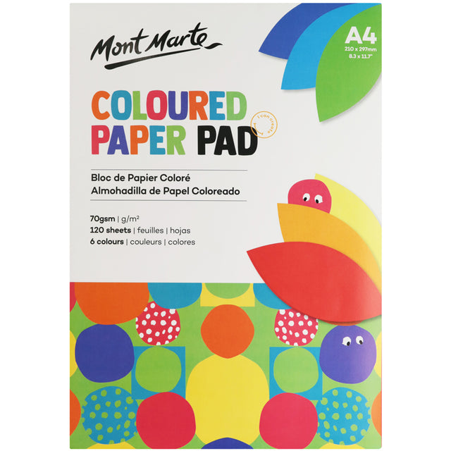 Coloured Paper Pad A4 120 Sheets 70gsm - Mont Marte