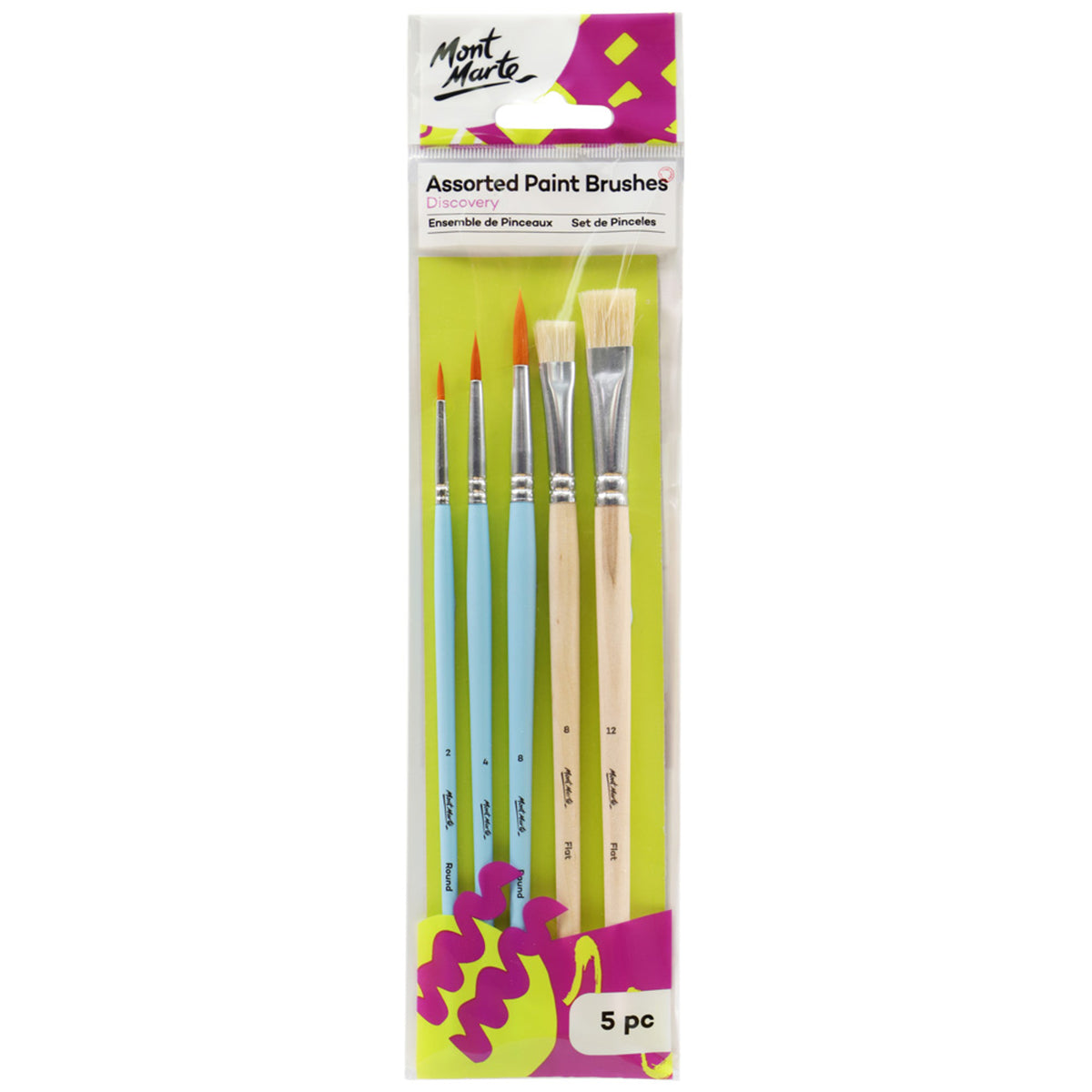 5 Piece Assorted Paint Brush Set - Discovery - Mont Marte