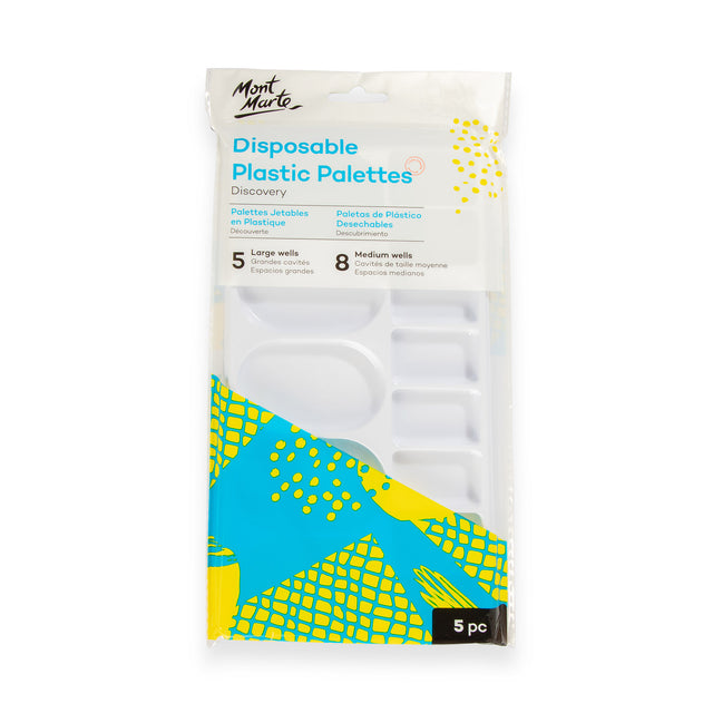 5 Pack Disposable Plastic Paint Palettes with Wells - Mont Marte