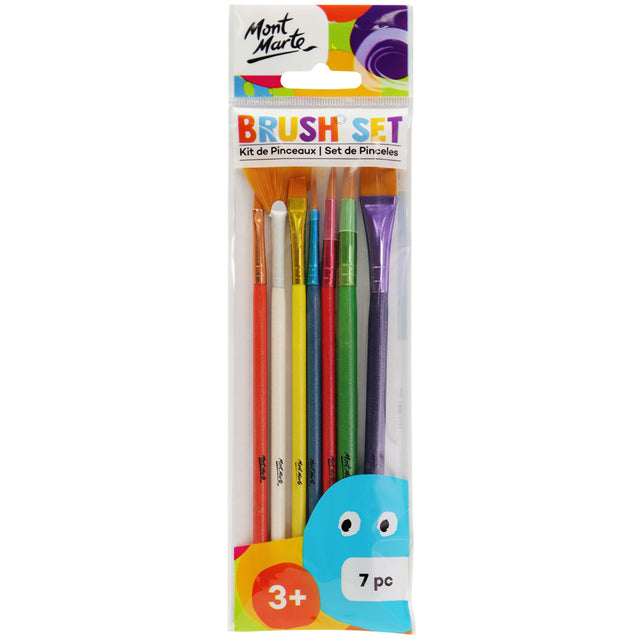 7 Piece Kids Paint Brush Set with Metallic Finish - Mont Marte