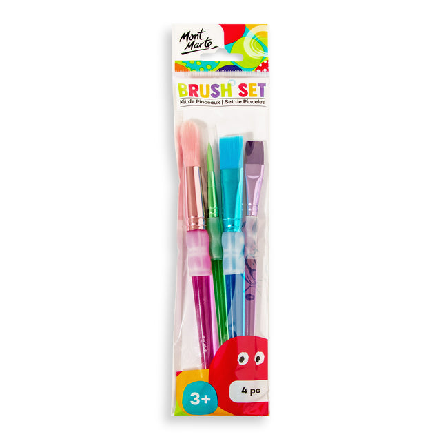 4 Piece Kids Paint Brush Set with Silicone Grip - Mont Marte