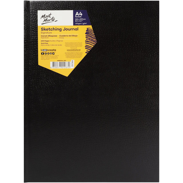 100 Page Sketching Journal Crocodile Finish A4 Portrait - Ivory 150gsm - Mont Marte