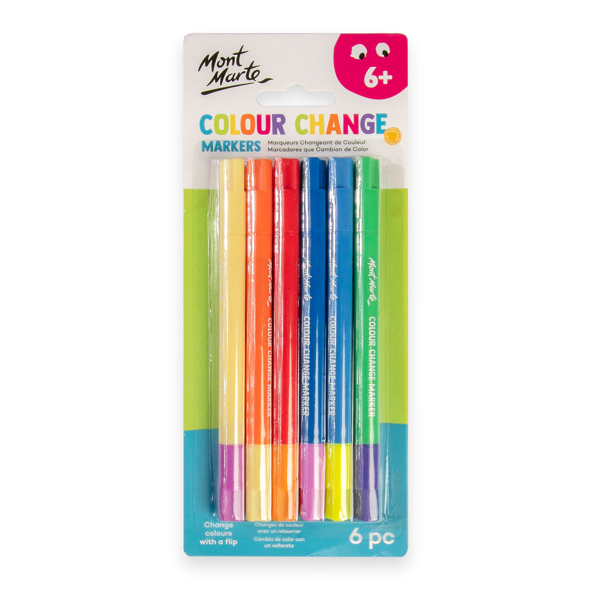 6 Pack Colour Change Magic Markers - Assorted - Mont Marte