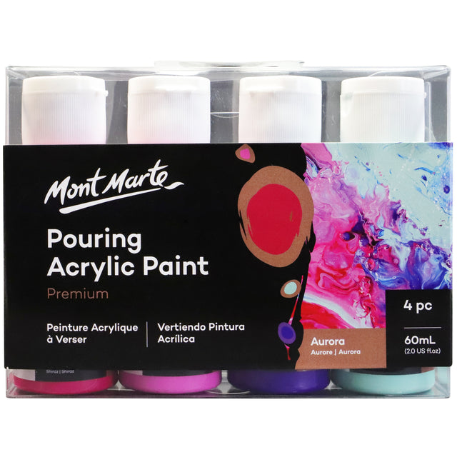 4 Pack Pouring Acrylic Paint 60ml - Aurora - Mont Marte