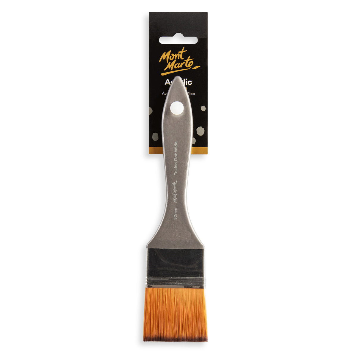 50mm Flat Wide Premium Taklon Artist Acrylic Brush - Mont Marte