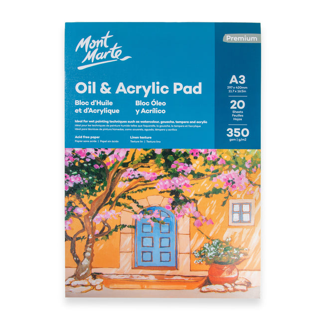 Oil and Acrylic Pad A3 20 Sheets 350gsm - Mont Marte
