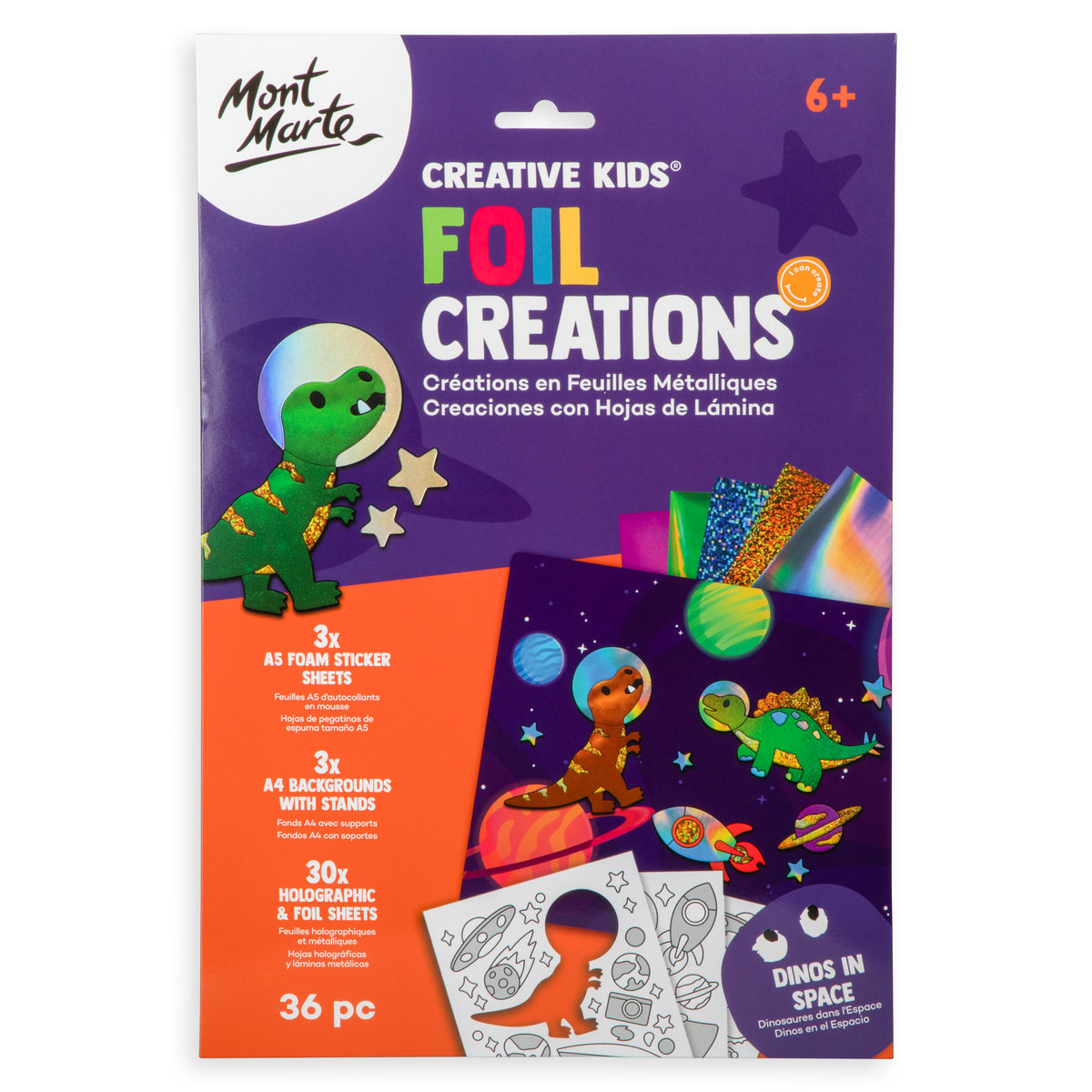 36 Piece Foil Creations Kit - Dinos in Space - Mont Marte