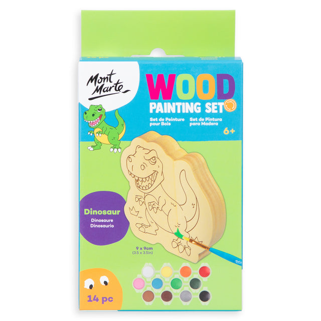 14 Piece Wood Painting Set - Dinosaur - Mont Marte