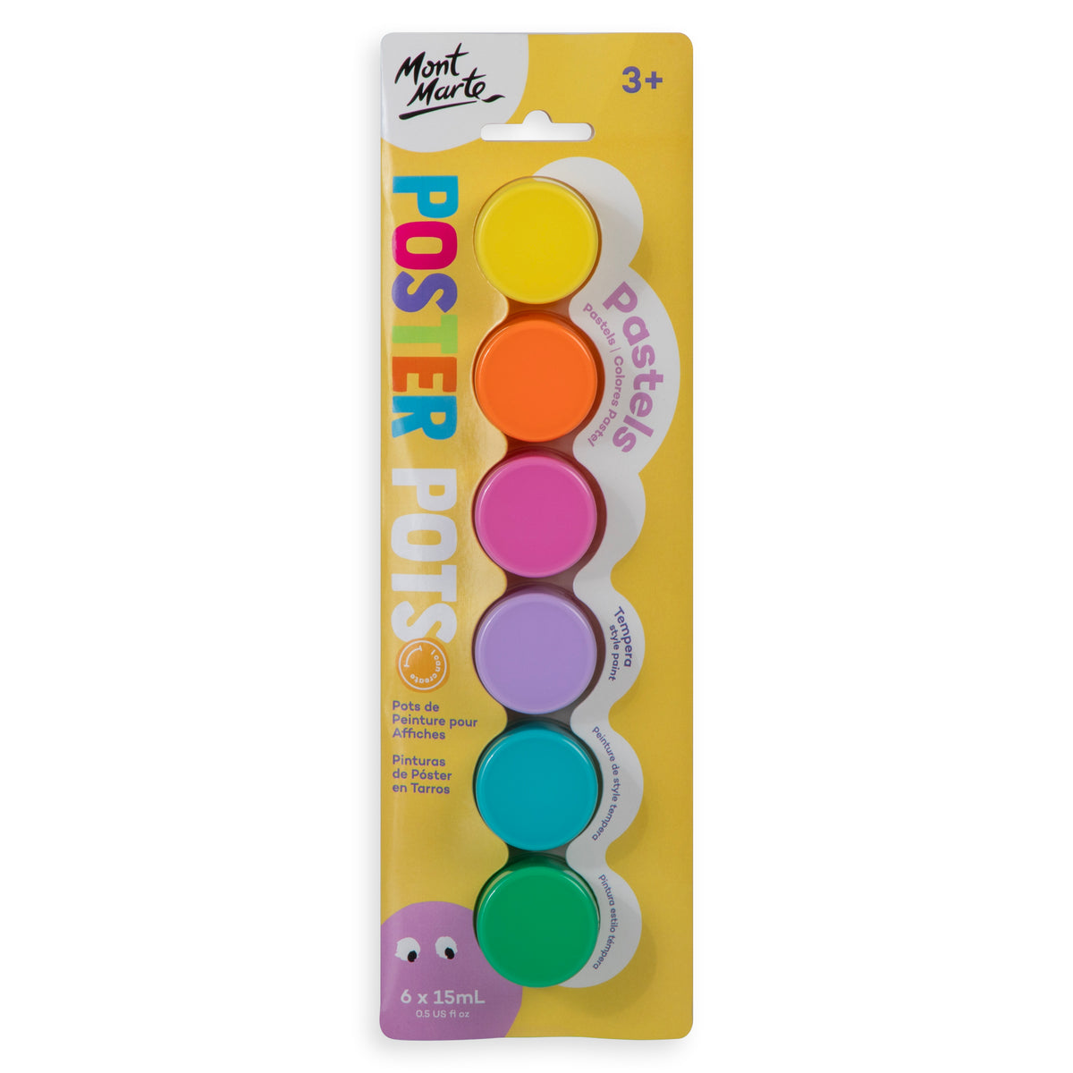 6 Pack Poster Paint Pots 15ml - Pastels - Mont Marte