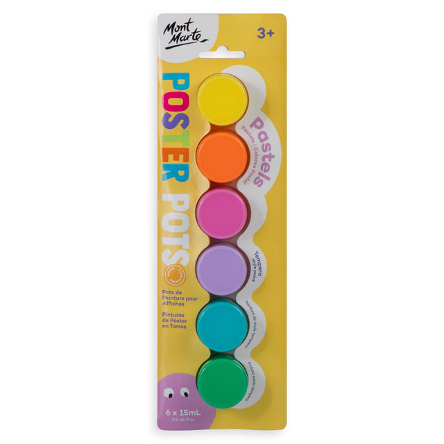 6 Pack Poster Paint Pots 15ml - Pastels - Mont Marte
