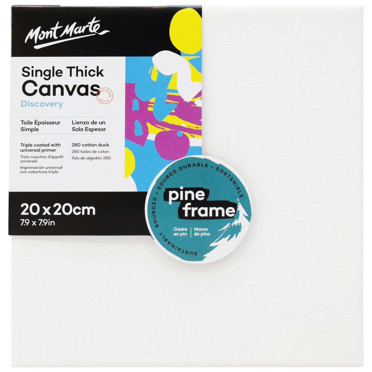 Single Thick Square Art Canvas 20 x 20cm - Mont Marte