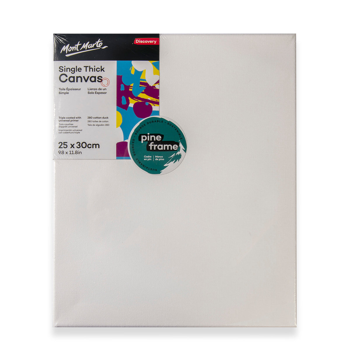 Single Thick Cotton Canvas 25 x 30cm - Back Stapled - Mont Marte