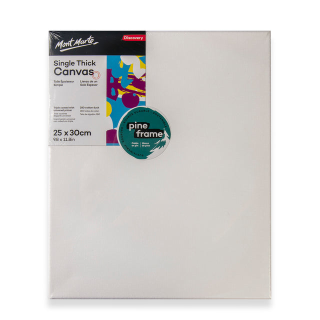 Single Thick Cotton Canvas 25 x 30cm - Back Stapled - Mont Marte