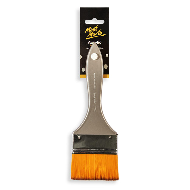 Artist Acrylic Flat Wide Taklon Brush - Premium - Mont Marte