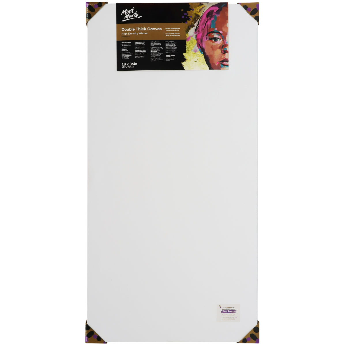 45.7 x 91.4cm Double Thick Canvas - White - Mont Marte