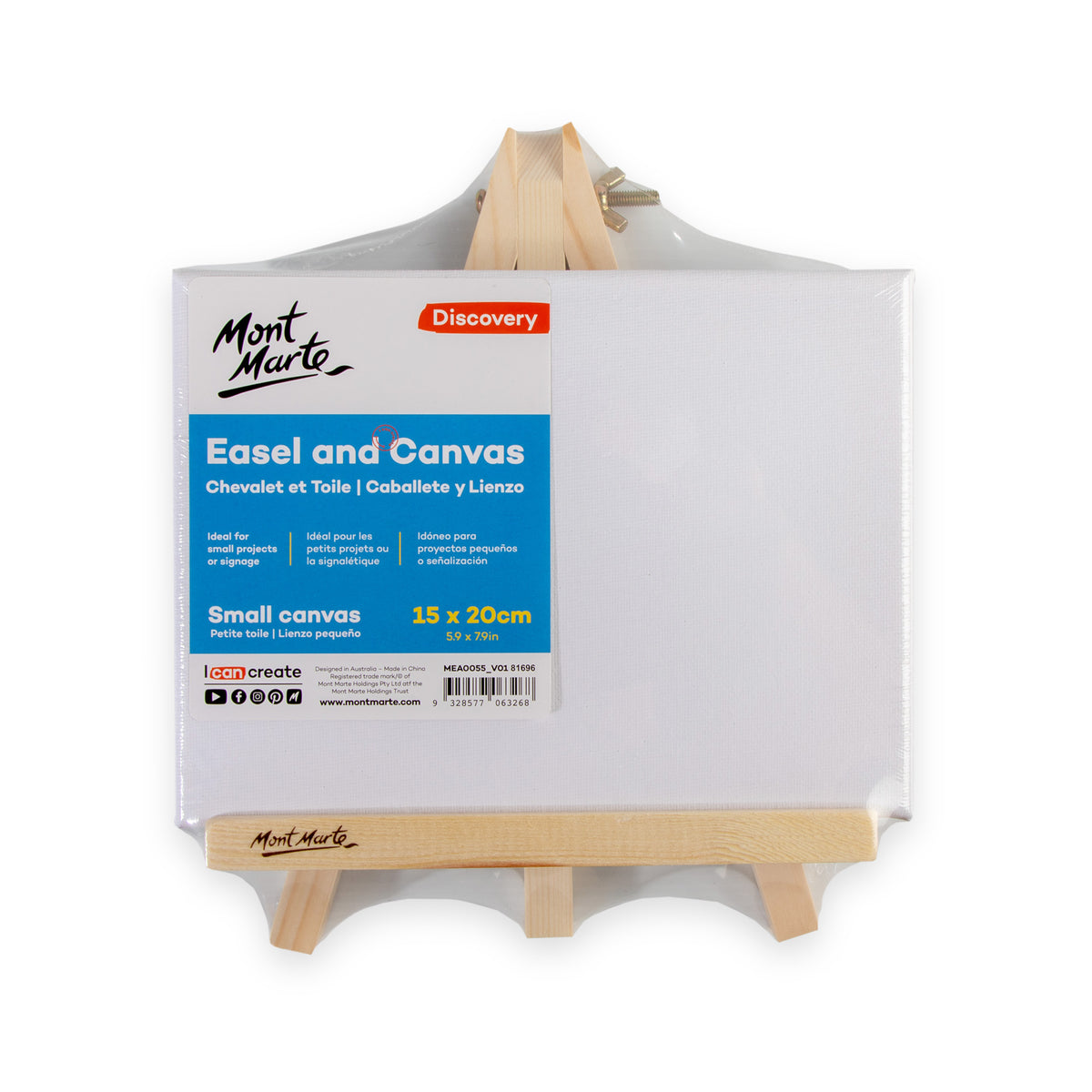 Easel and Canvas Set 15 x 20cm - Pine Frame - Mont Marte