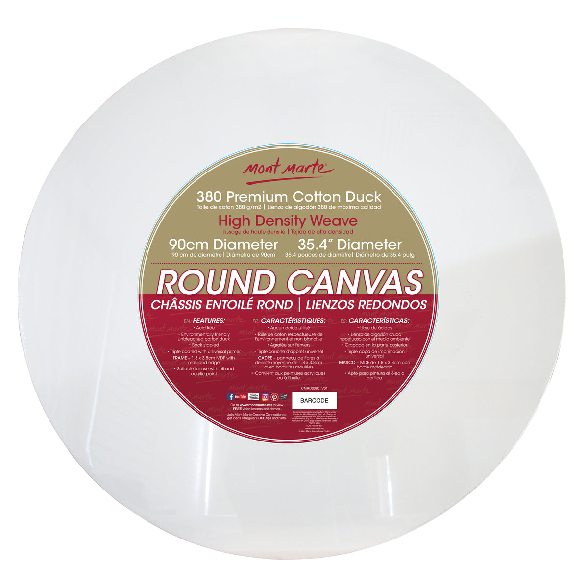 Round Canvas - 90cm Diameter - Mont Marte