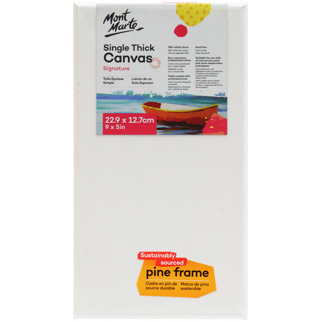 Single Thick Canvas 22.9 x 12.7cm - White - Mont Marte