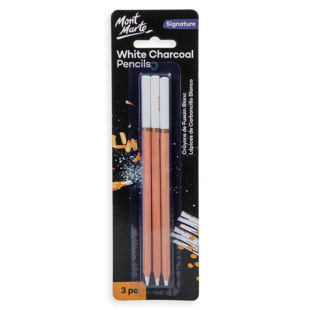 3 Pack White Charcoal Pencils - Mont Marte