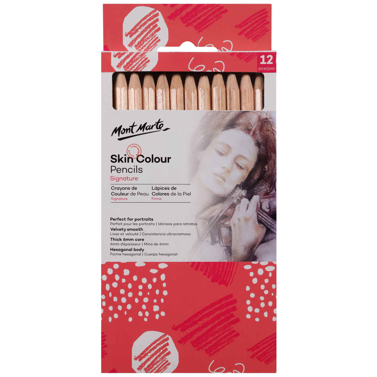 12 Pack Skin Colour Pencils - Natural Tones - Mont Marte