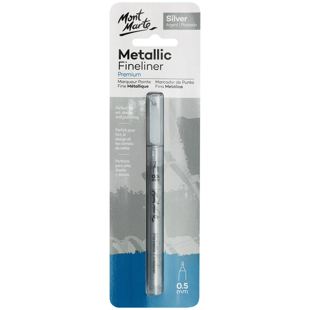 Metallic Fineliner 0.5mm - Silver - Mont Marte