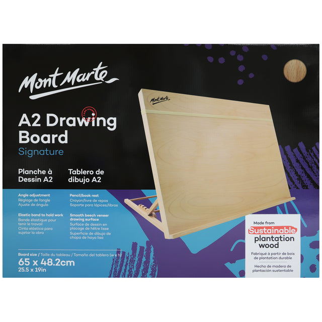 A2 Drawing Board with Adjustable Angle and Built-In Pencil Rest - Mont Marte