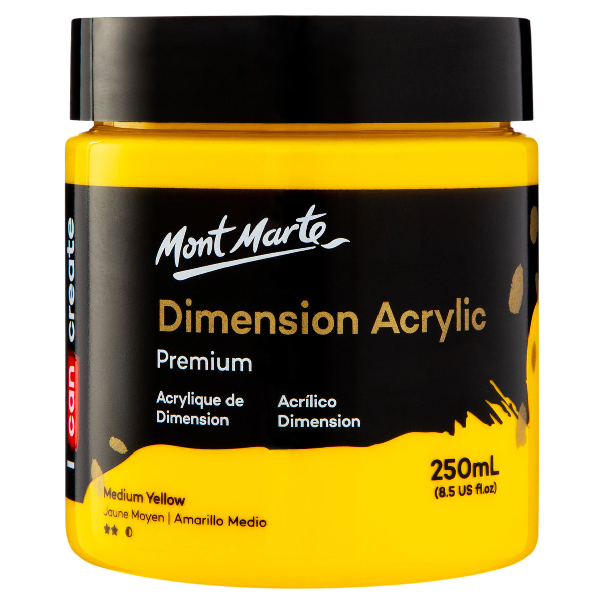 250ml Heavy Body Acrylic Paint - Medium Yellow - Mont Marte