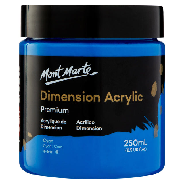 250ml Heavy Body Acrylic Paint - Cyan Blue - Mont Marte
