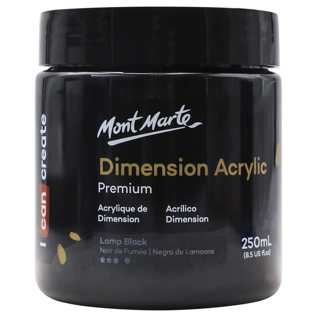 250ml Heavy Body Acrylic Paint - Lamp Black - Mont Marte