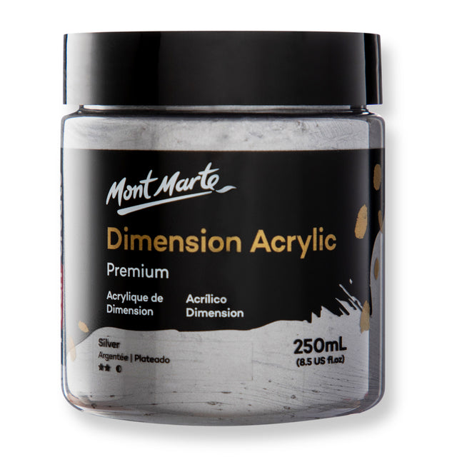 250ml Heavy Body Acrylic Paint - Silver - Mont Marte