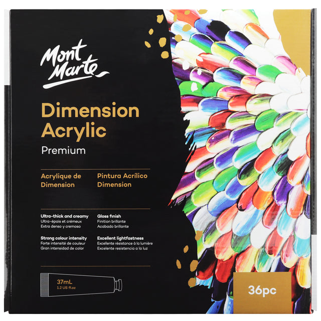 36 Pack Premium Dimension Acrylic Paint 37ml - Assorted - Mont Marte