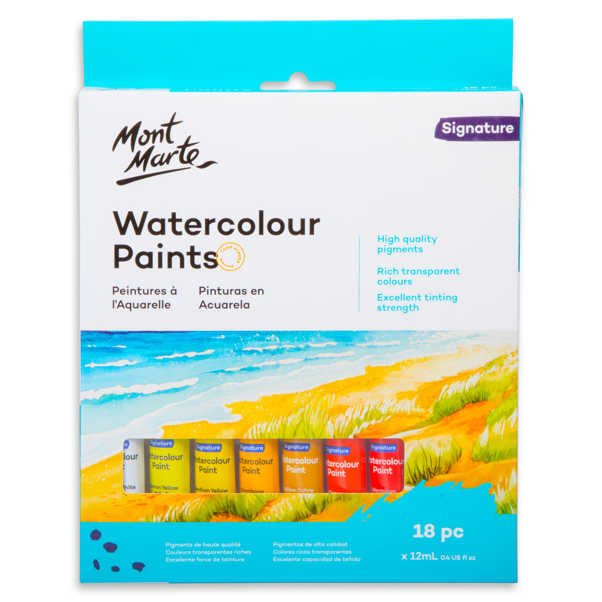 18 Piece Watercolour Paint Set 12ml - Assorted - Mont Marte