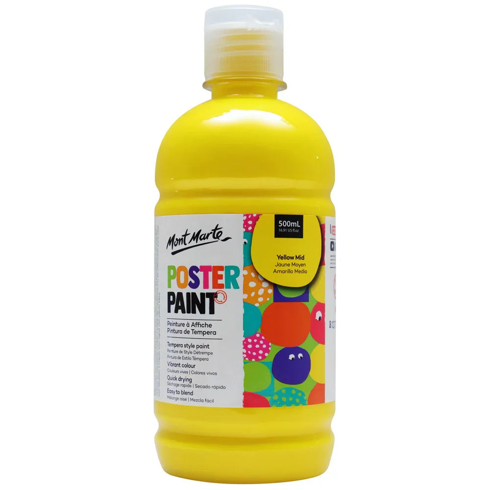 Kids Poster Paint Yellow Mid 500ml