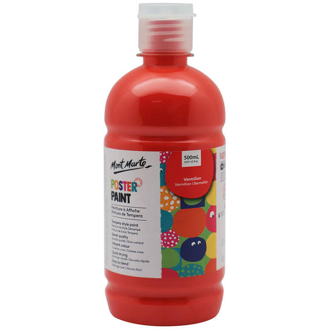 Kids Poster Paint Vermilion 500ml - Mont Marte