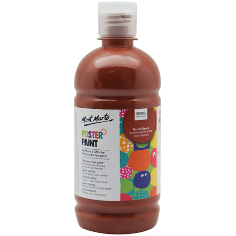 Kids Poster Paint Burnt Sienna 500ml - Mont Marte