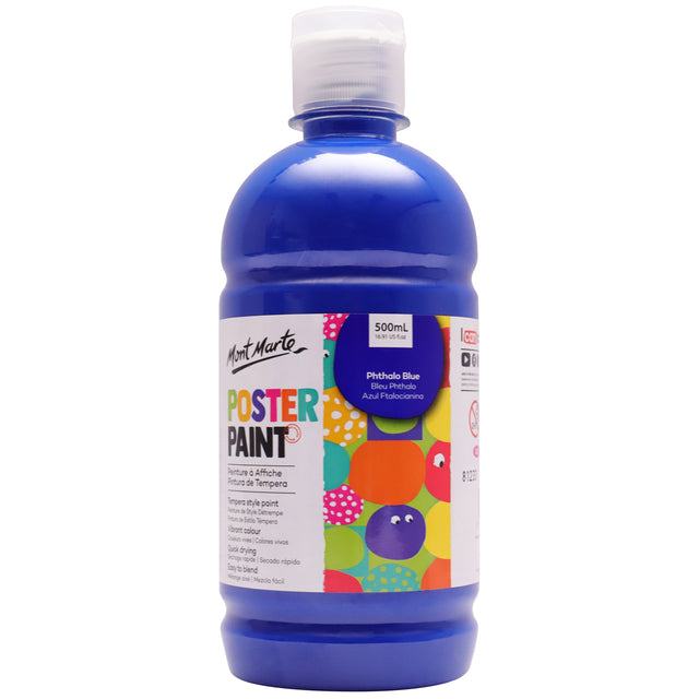 Kids Poster Paint Phthalo Blue 500ml - Mont Marte
